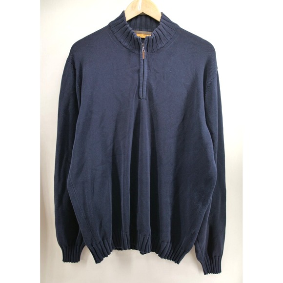 Davide Cenci Sweater Men's 56 Blue Pullover 1/4 Zip Long‎ Sleeve